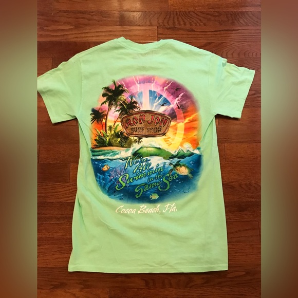 RON JON SURF SHOP SOUVENIR COCOA BEACH FLORIDA MINT GREEN SMALL PREOWNED - Picture 1 of 5